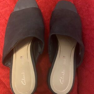 CLARKS Black slip on sandals